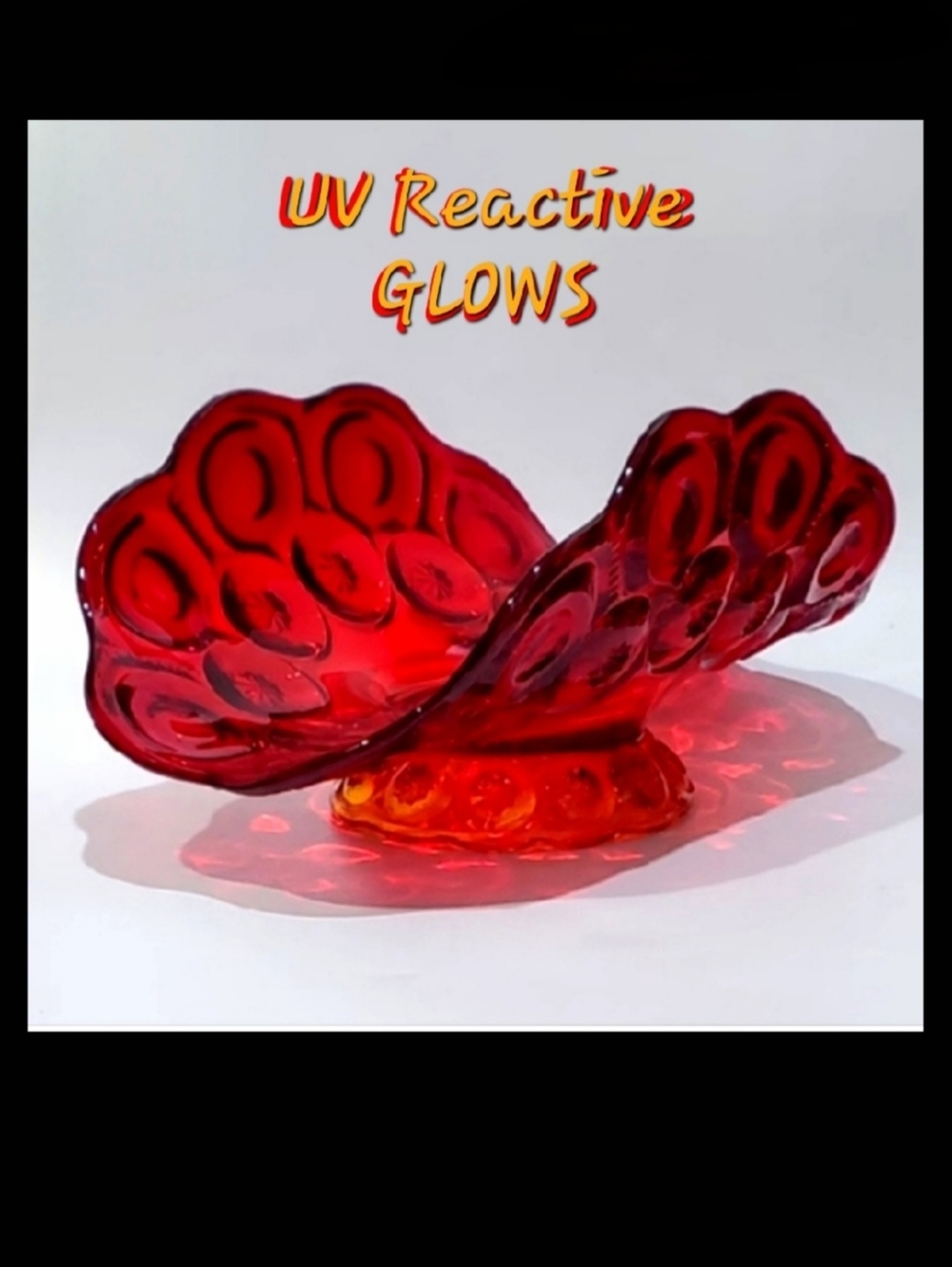 🔥L.E.Smith Moon and Star Amberina Large 12" Thick Ruby Red Caldium Glass Boat